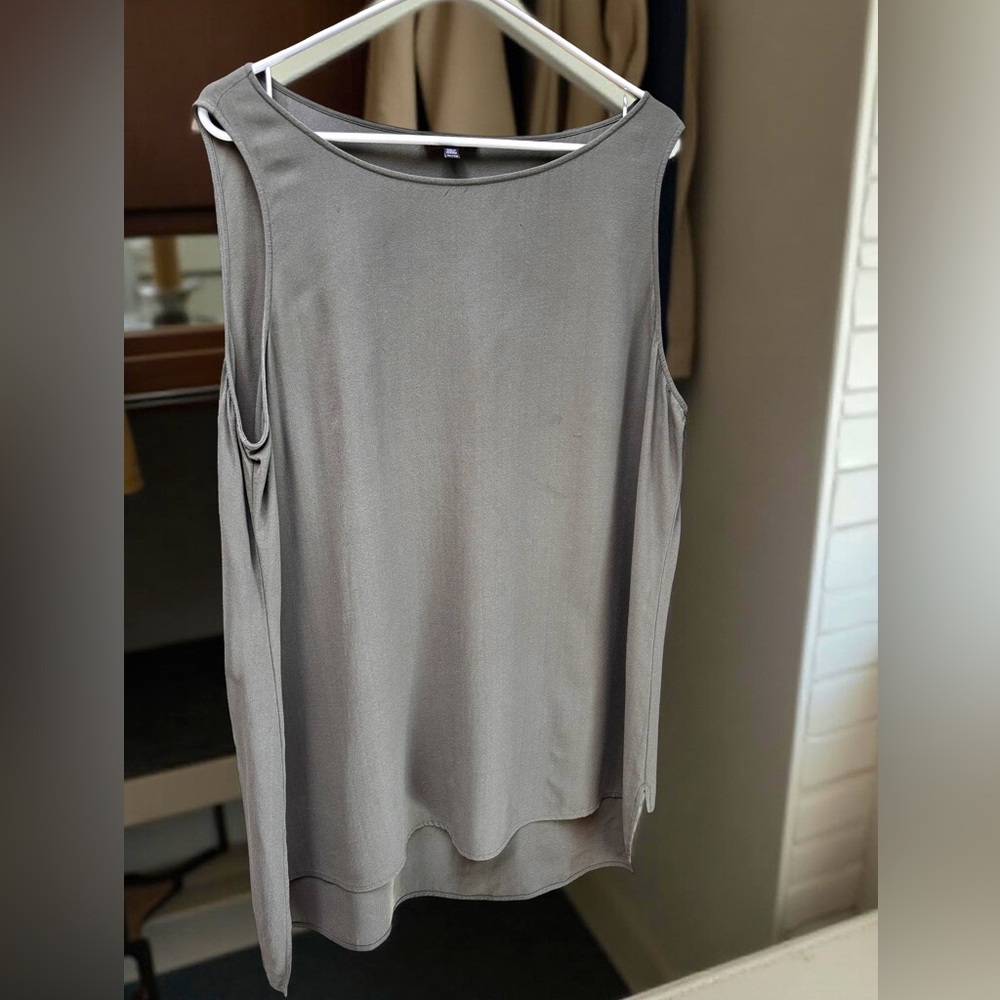 Eileen Fischer Sleeveless Silk Tank Olive Green Size XL